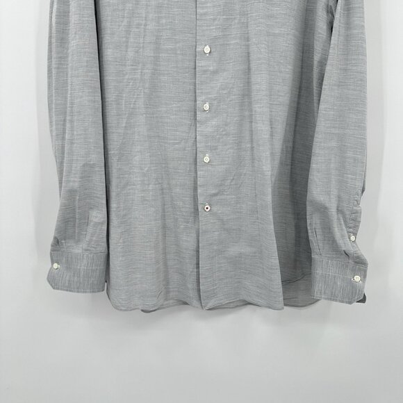 ISAIA NAPOLI dress shirt long sleeve designer made in italy gray 17.5 44 - Picture 3 of 8